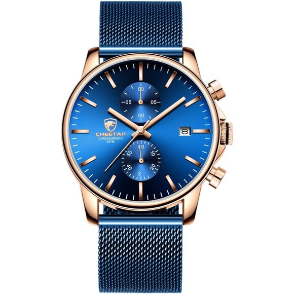 ⚡Blue Men’s Watch Fashion Sport Quartz Analog Mesh Stainless Steel Waterproof - Picture 1 of 7